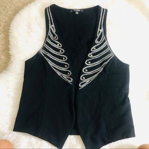 Express Cropped Silver & Black Vest